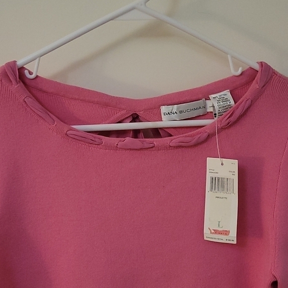 DANA BUCHMAN Pink Open Back Scarf Lace-up Neckline Sweater - Picture 5 of 12